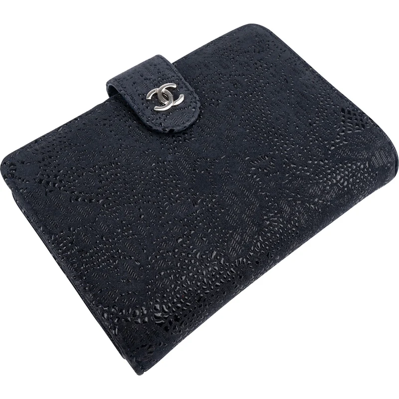 Chanel Embossed Dots Suede Compact Wallet