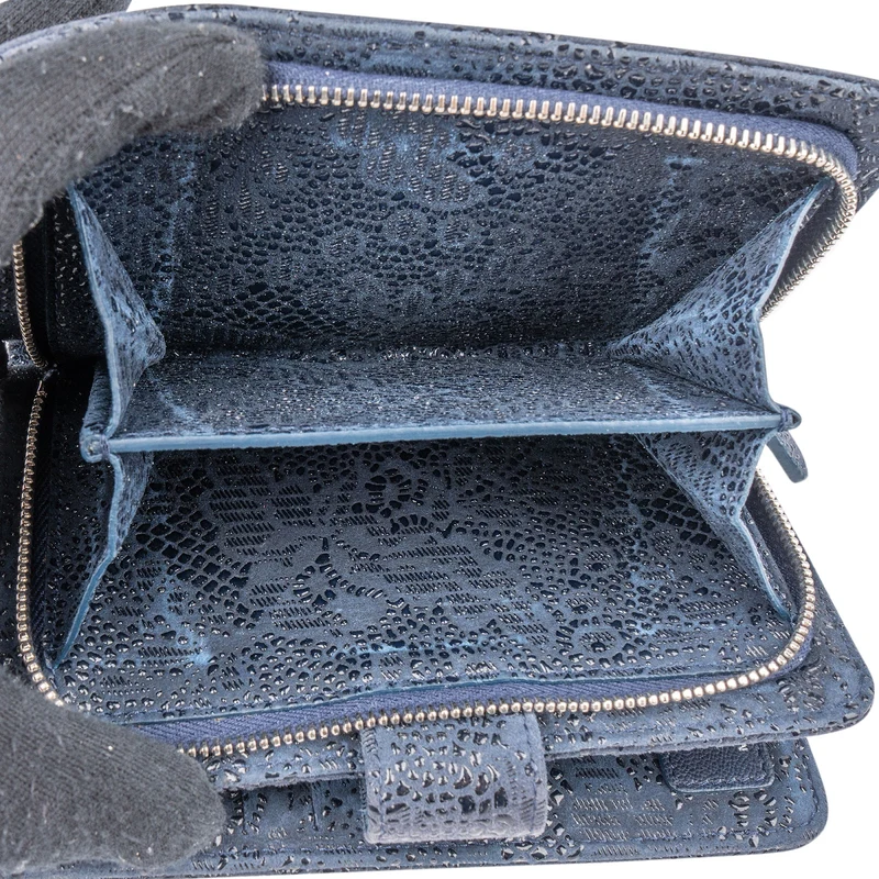 Chanel Embossed Dots Suede Compact Wallet