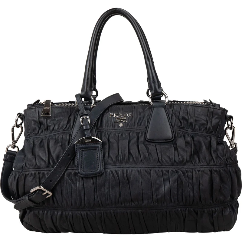 Prada Quiilted Nappa Leather Gaufre Satchel Handbag