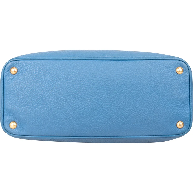 Prada Blue Vitello Daino Gallaria Tote Handbag