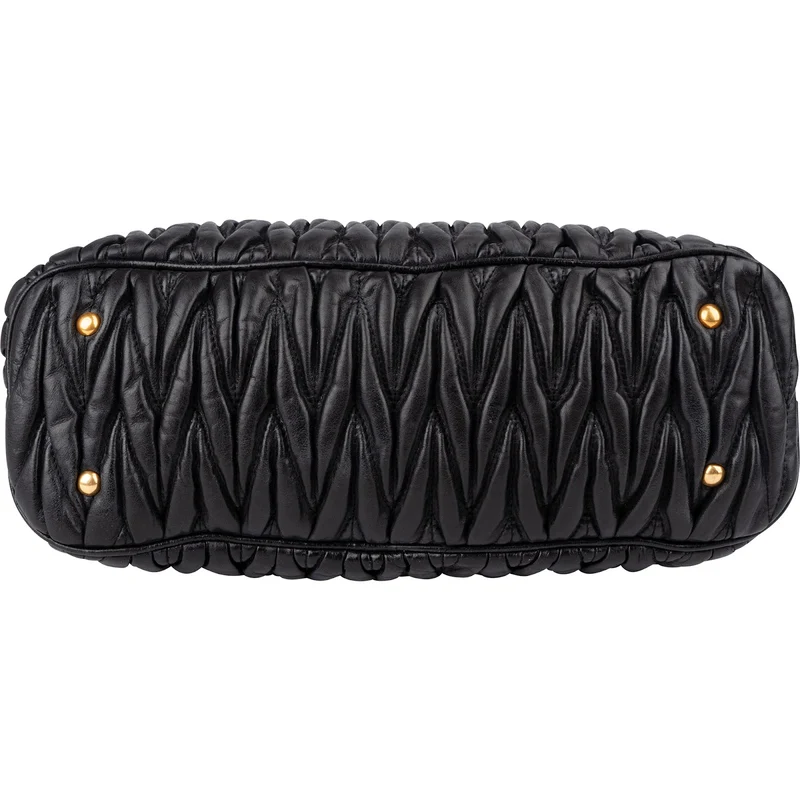 Miu Miu Black Matelassé Nappa Leather Top-Handle Handbag