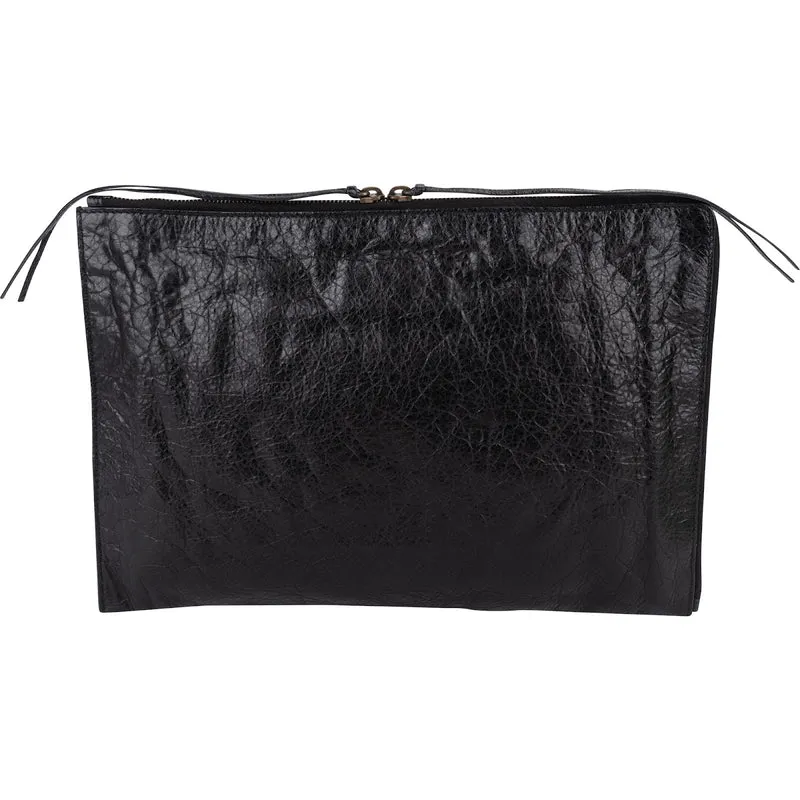 Balenciaga Balck Leather Classic Envelope Clutch