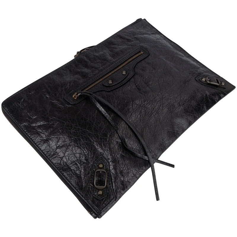 Balenciaga Balck Leather Classic Envelope Clutch