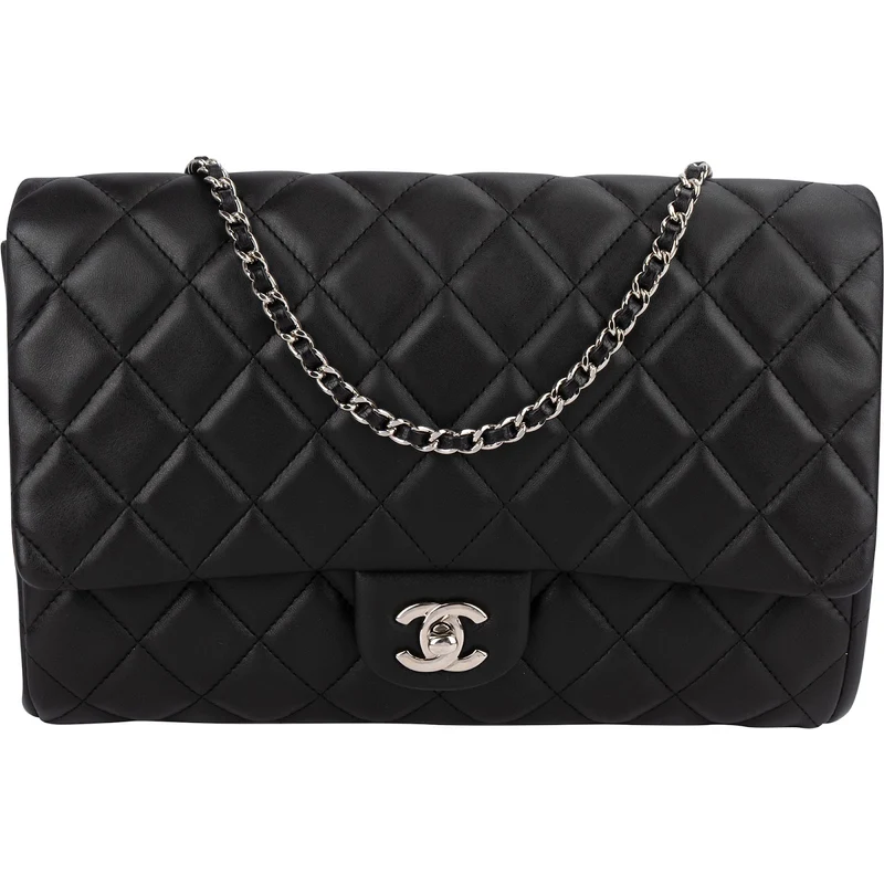 Chanel Quilted Lambskin Palladium Single Flap Shoulder Bag