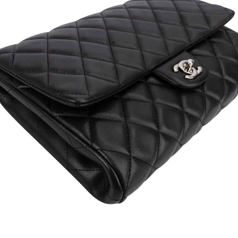 Chanel Quilted Lambskin Palladium Single Flap Shoulder Bag