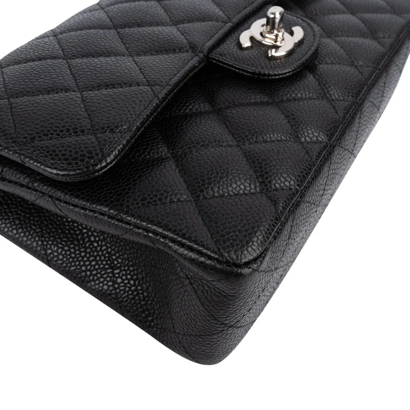 Chanel Quilted Caviar Leather Small Double Flap Shoulder Bag
