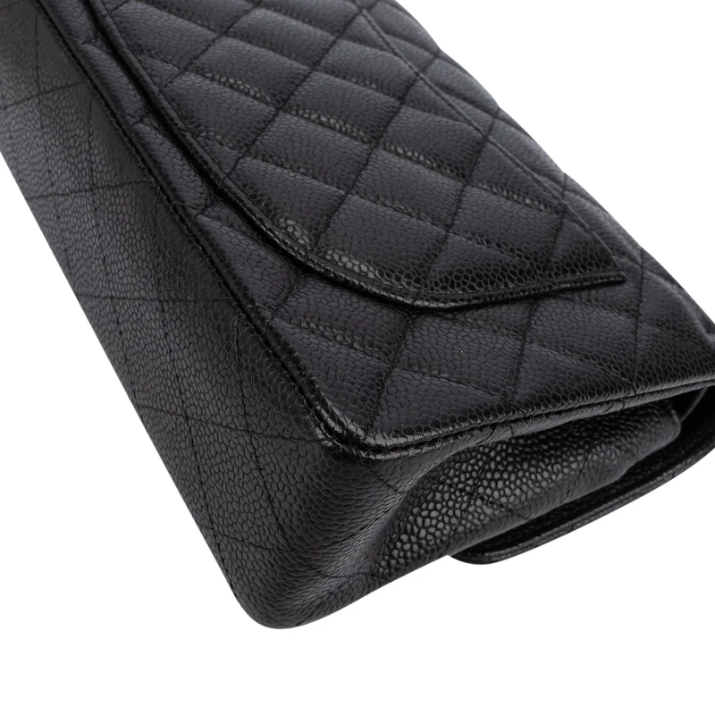 Chanel Quilted Caviar Leather Small Double Flap Shoulder Bag