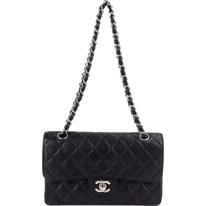 Chanel Quilted Caviar Leather Small Double Flap Shoulder Bag