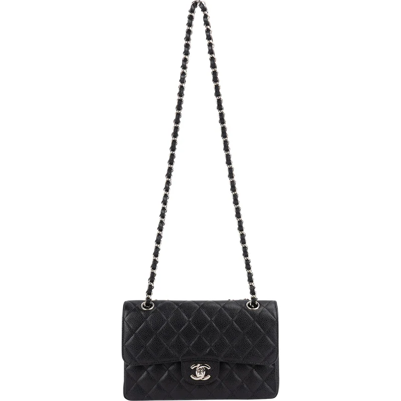Chanel Quilted Caviar Leather Small Double Flap Shoulder Bag