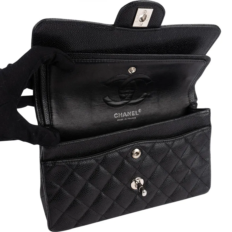 Chanel Quilted Caviar Leather Small Double Flap Shoulder Bag
