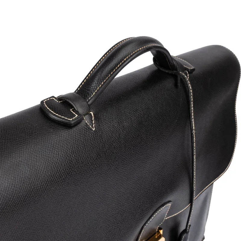 Hermès Noir Courchevel Leather Sac à Dépêches Business Handbag