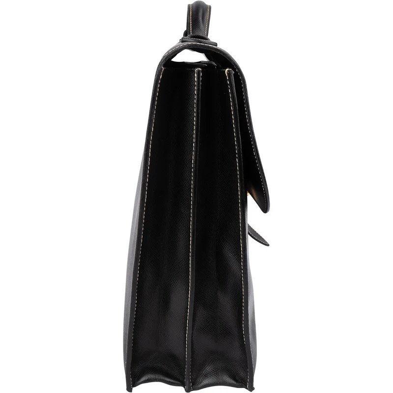 Hermès Noir Courchevel Leather Sac à Dépêches Business Handbag