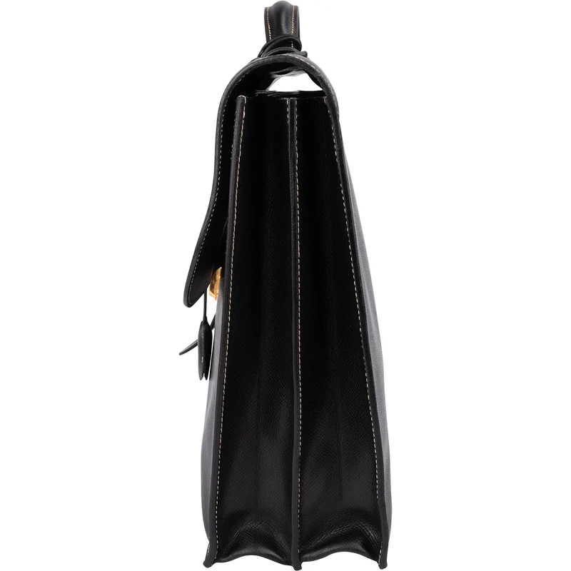 Hermès Noir Courchevel Leather Sac à Dépêches Business Handbag