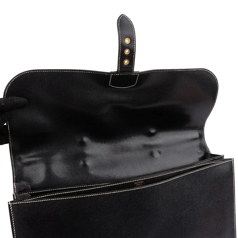 Hermès Noir Courchevel Leather Sac à Dépêches Business Handbag