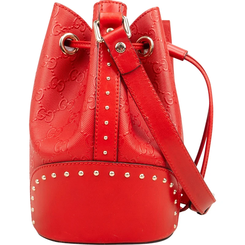 Gucci Guccissima Leather Studded Bucket Crossbody Bag