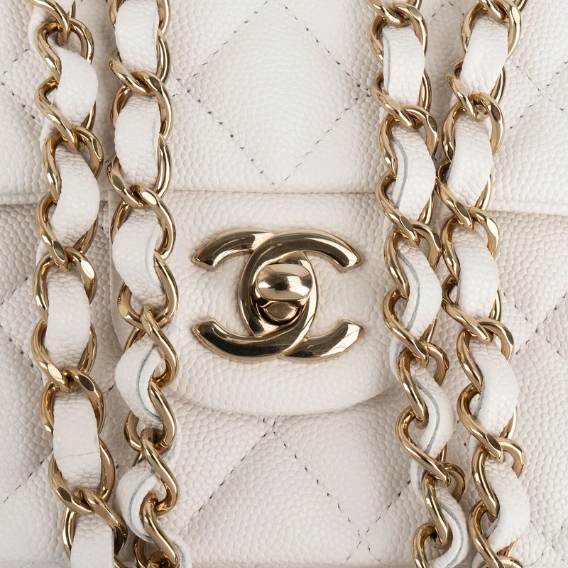 Chanel Quilted Caviar Leather Medium Double Flap Shoulder Bag