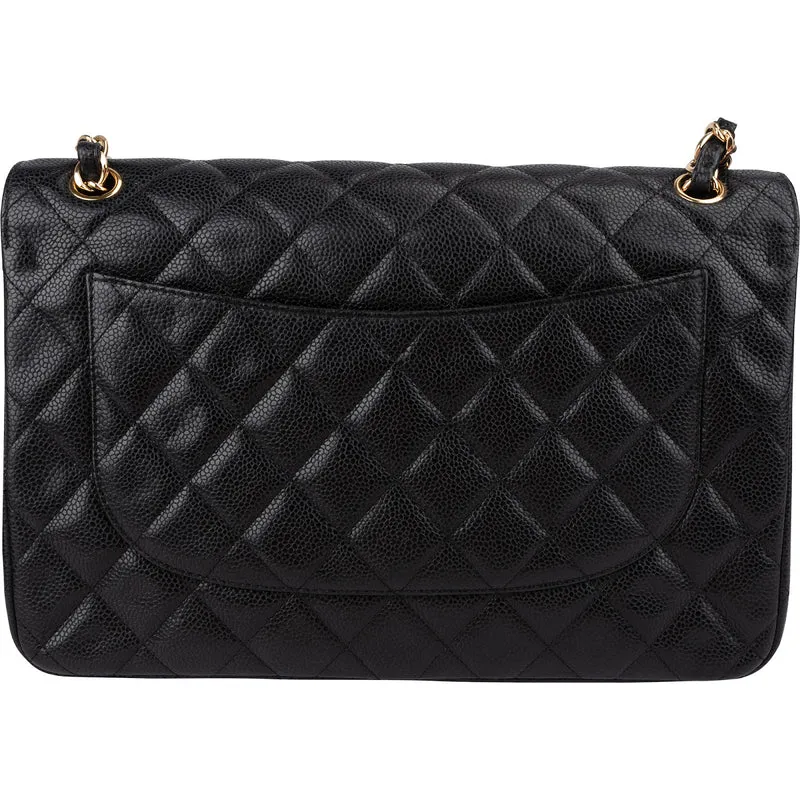 Chanel Quilted Caviar Leather Jumbo Double Flap Crossbody Bag