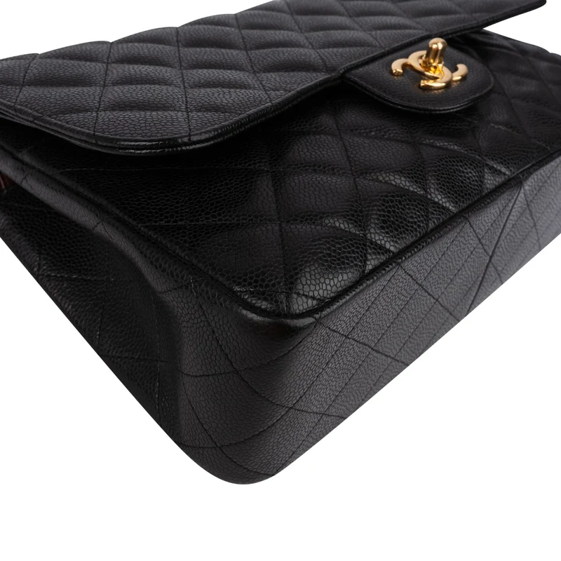 Chanel Quilted Caviar Leather Jumbo Double Flap Crossbody Bag