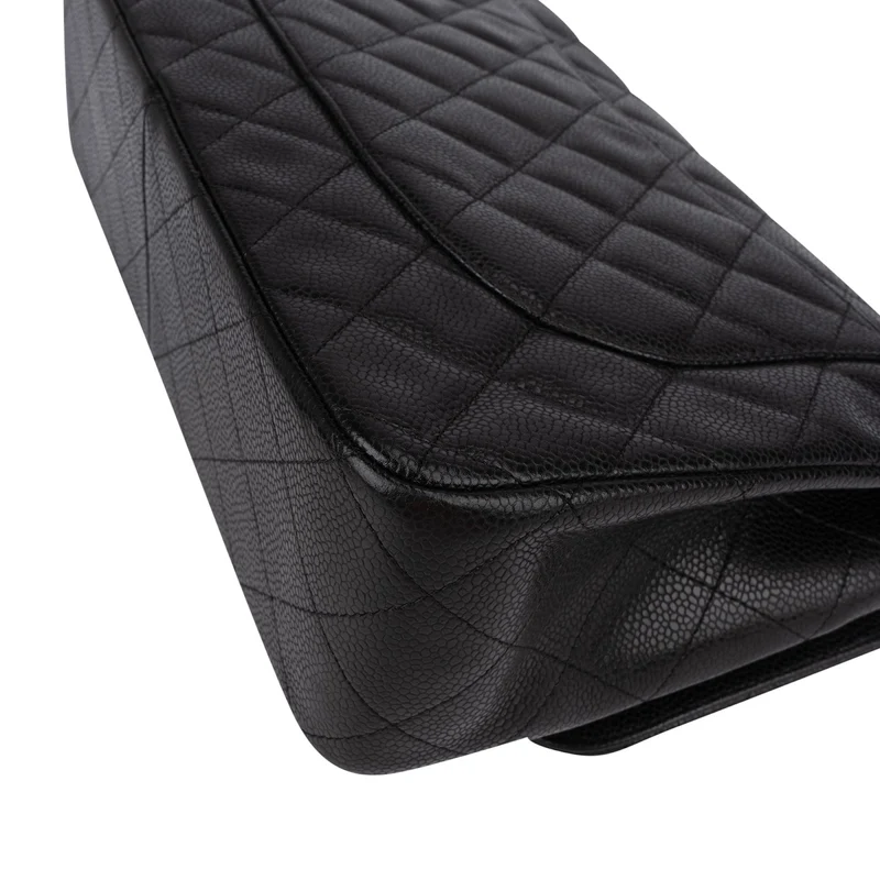 Chanel Quilted Caviar Leather Jumbo Double Flap Crossbody Bag