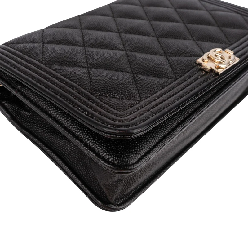Chanel Quilted Caviar Leather Wallet On Chain Boy Crossbody Bag