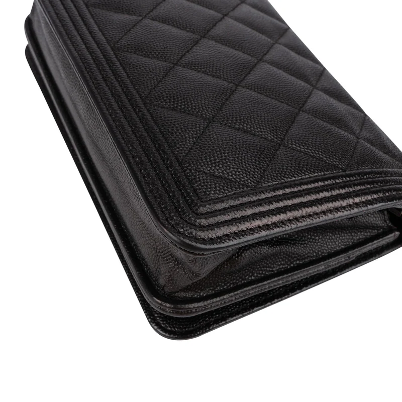 Chanel Quilted Caviar Leather Wallet On Chain Boy Crossbody Bag
