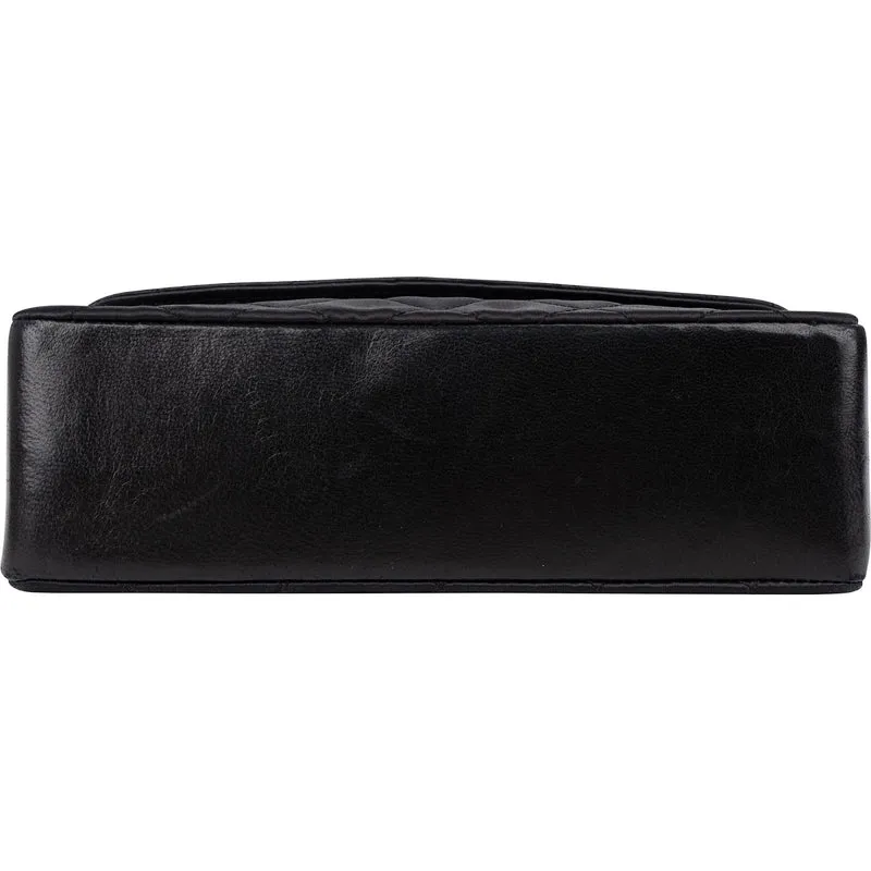 Chanel Navy Quilted Satin Top Bar 24K Gold Single Flap Small Crossbody Bag
