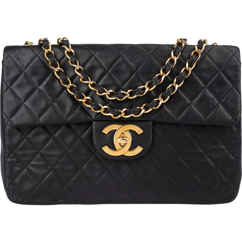 Chanel Quilted Lambskin 24K Gold Maxi Single Flap Crossbody Bag