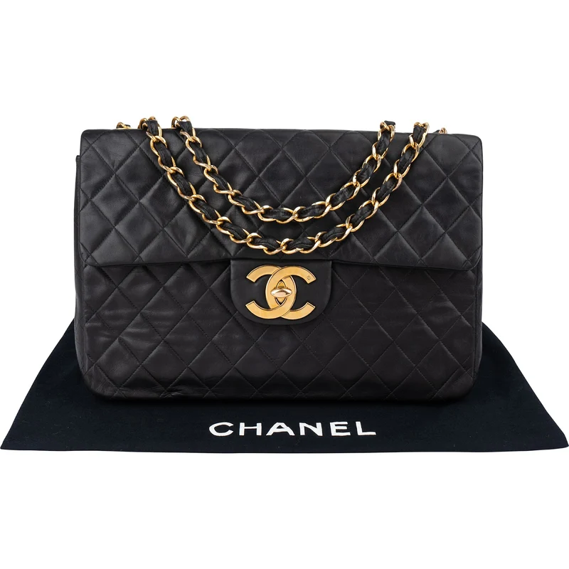 Chanel Quilted Lambskin 24K Gold Maxi Single Flap Crossbody Bag