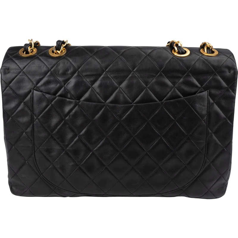 Chanel Quilted Lambskin 24K Gold Maxi Single Flap Crossbody Bag