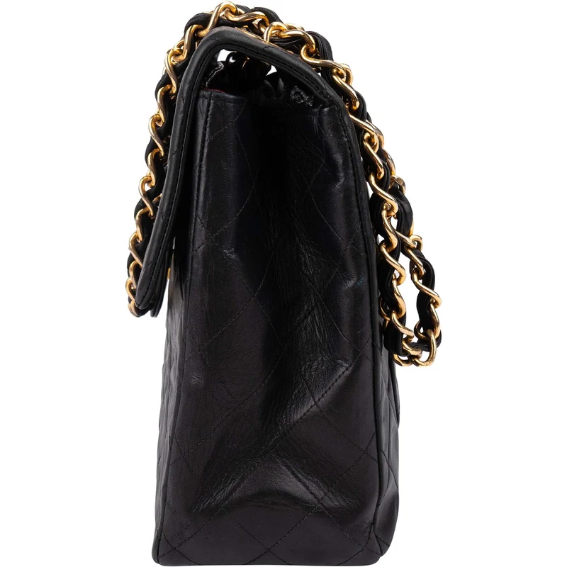 Chanel Quilted Lambskin 24K Gold Maxi Single Flap Crossbody Bag