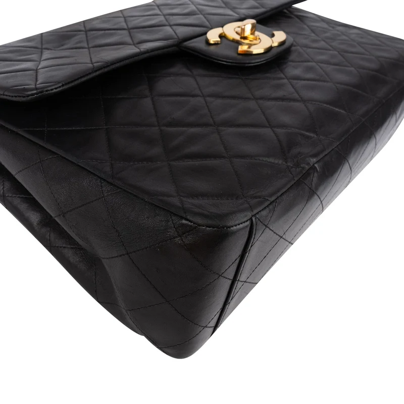Chanel Quilted Lambskin 24K Gold Maxi Single Flap Crossbody Bag