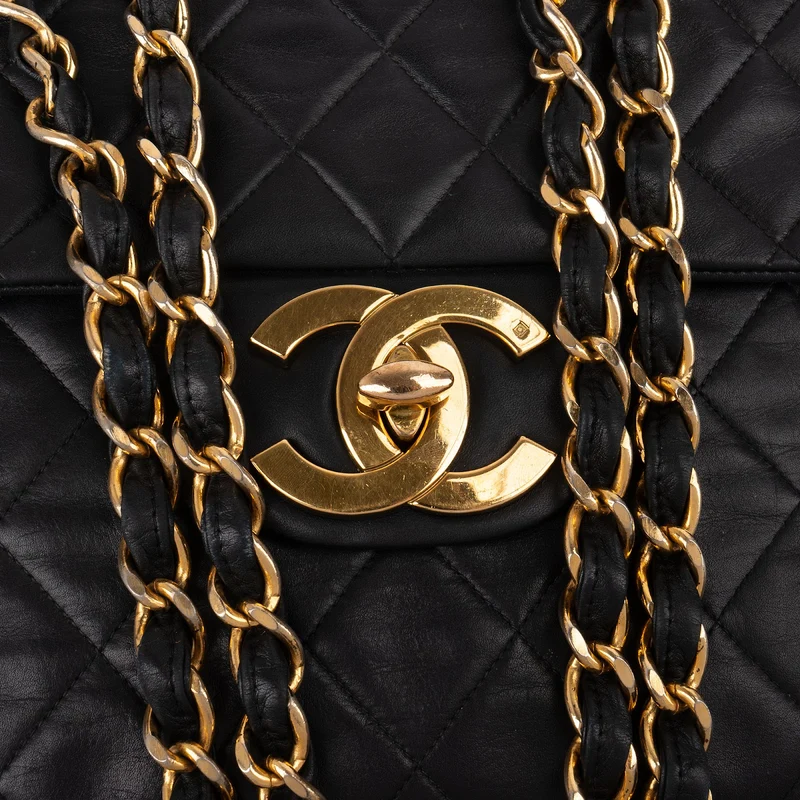 Chanel Quilted Lambskin 24K Gold Maxi Single Flap Crossbody Bag