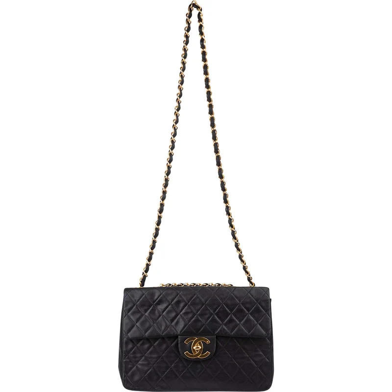 Chanel Quilted Lambskin 24K Gold Maxi Single Flap Crossbody Bag