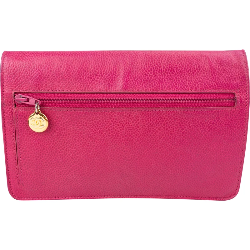 Chanel Caviar Leather Timeless CC Vintage Wallet on Chain Crossbody Bag