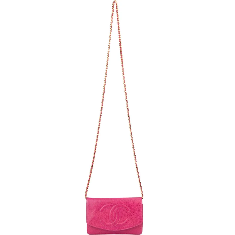Chanel Caviar Leather Timeless CC Vintage Wallet on Chain Crossbody Bag