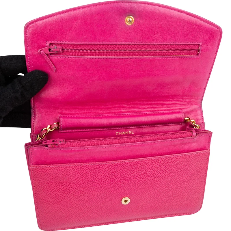 Chanel Caviar Leather Timeless CC Vintage Wallet on Chain Crossbody Bag