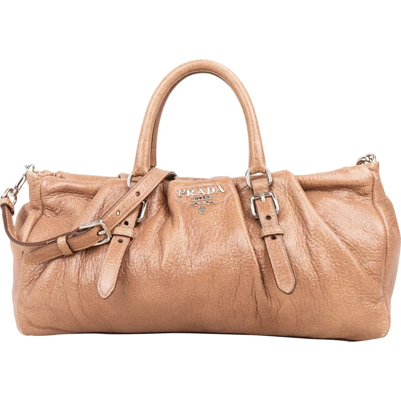 Prada Gaufre Leather Bauletto Handbag
