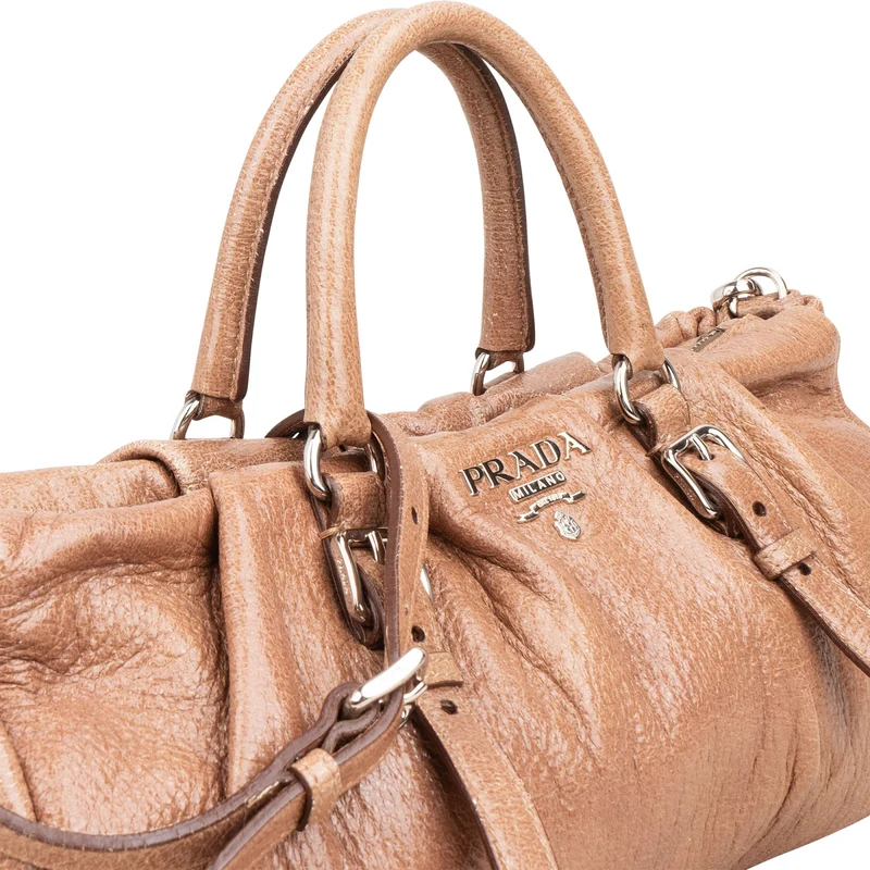 Prada Gaufre Leather Bauletto Handbag