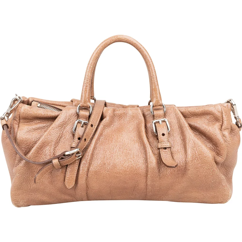 Prada Gaufre Leather Bauletto Handbag