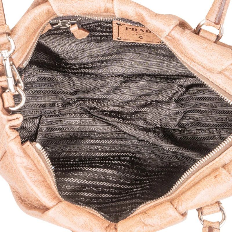 Prada Gaufre Leather Bauletto Handbag
