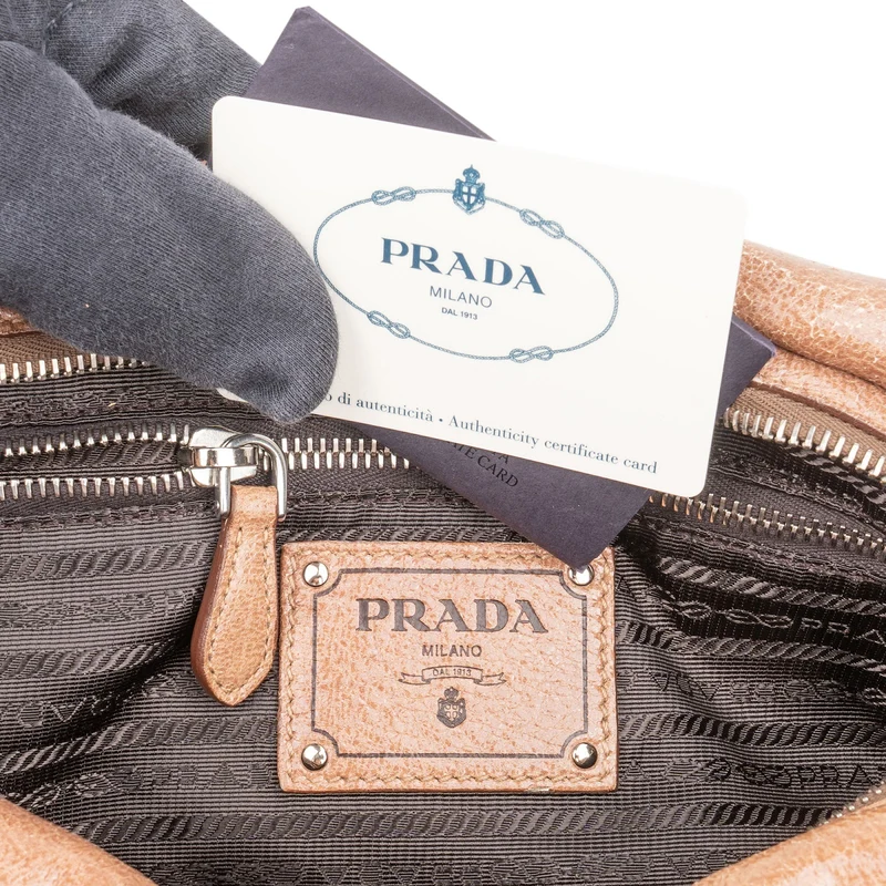 Prada Gaufre Leather Bauletto Handbag