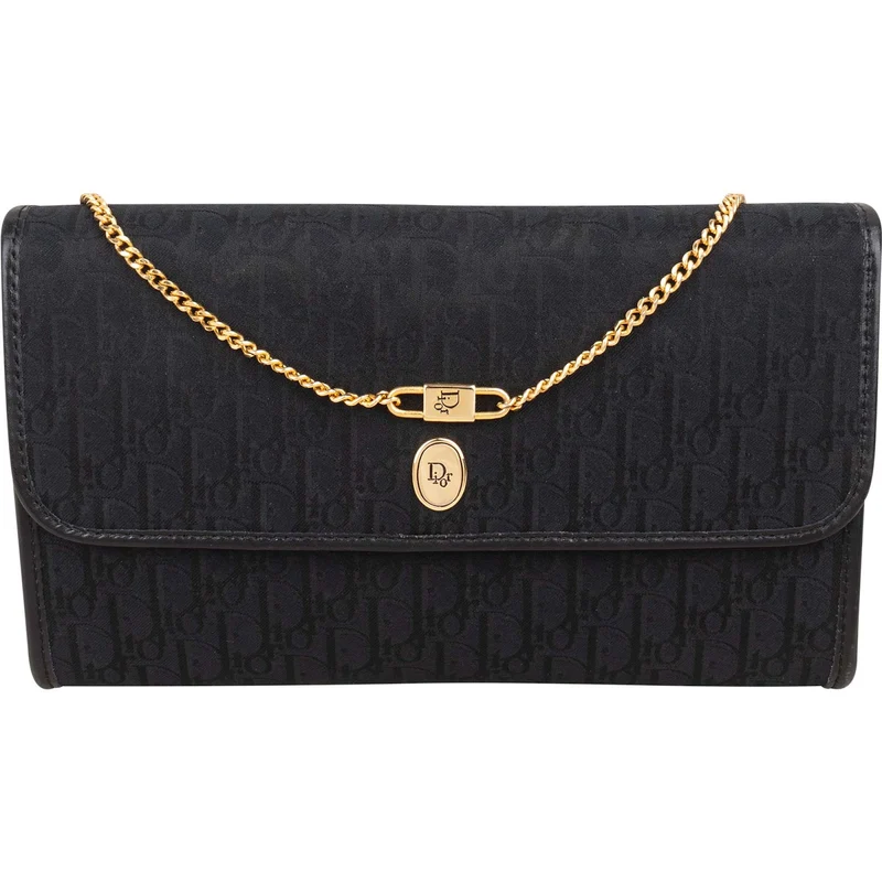 Christian Dior Monogram Oblique Canvas Vintage Chain Crossbody Bag