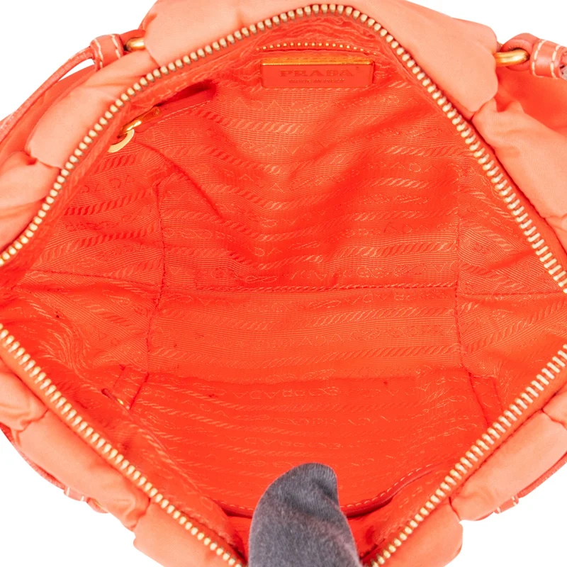 Prada Orange Nylon Puffer Shoulder Bag