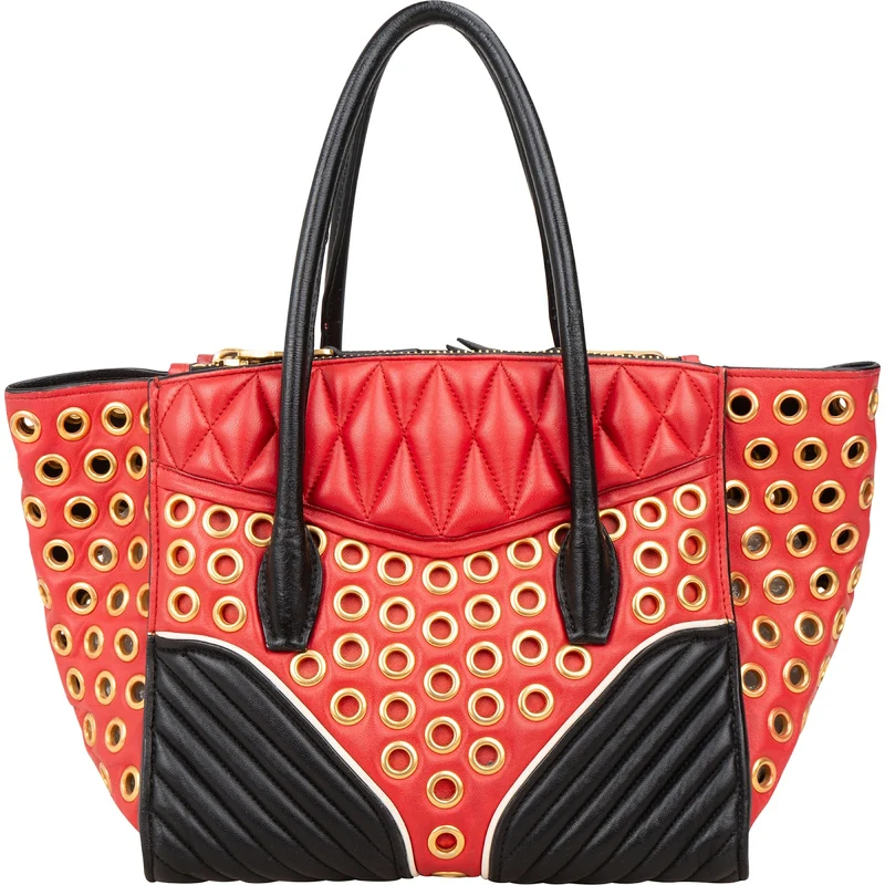 Miu Miu Bicolor Leather Biker Tote Handbag