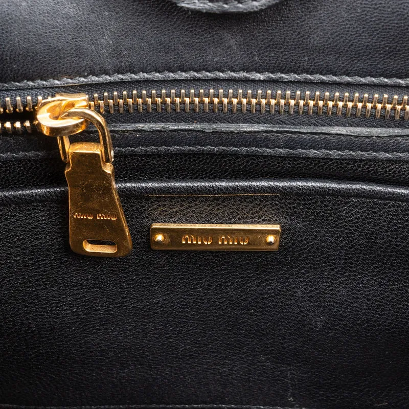 Miu Miu Bicolor Leather Biker Tote Handbag