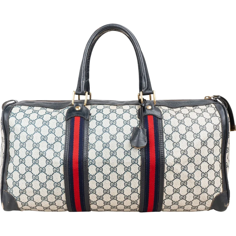 Gucci Monogram GG Supreme Web Boston Travel Bag