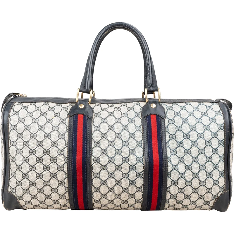 Gucci Monogram GG Supreme Web Boston Travel Bag