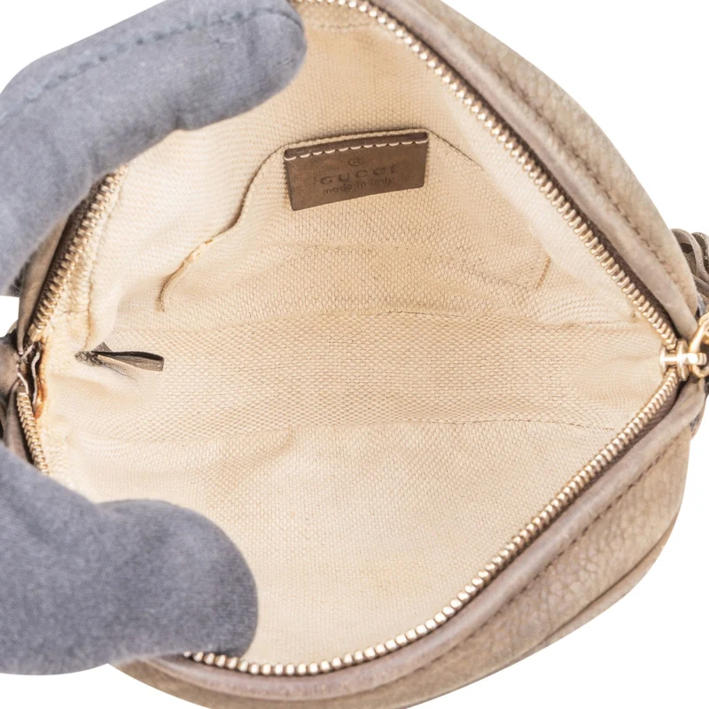Gucci Nubuk Leather Soho Disco Round Crossbody Bag