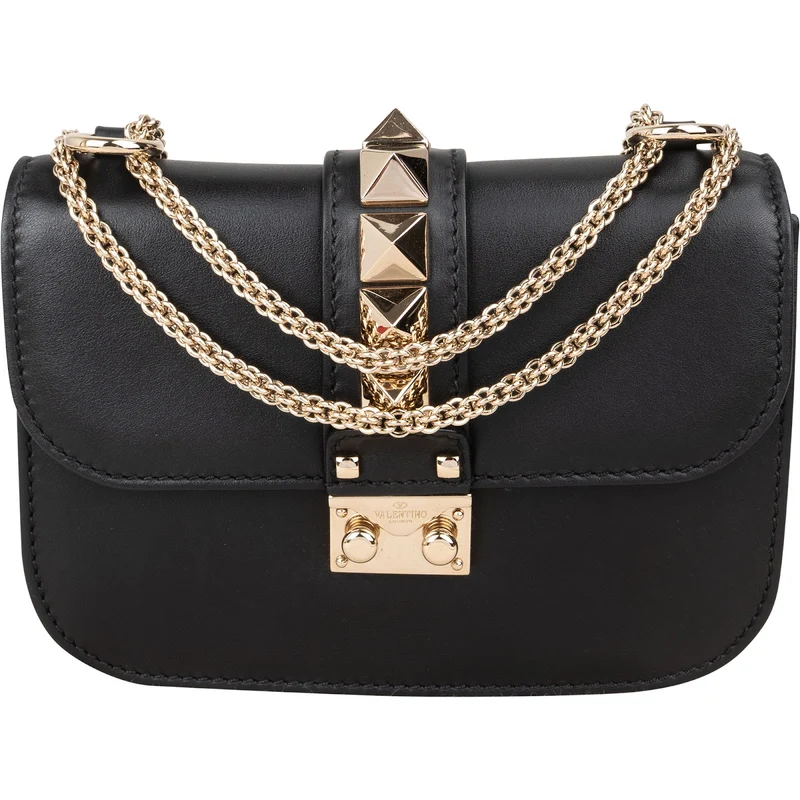 Valentino Garavani Leather Rockstud Glam Lock Flap Crossbody Bag