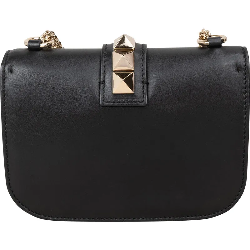 Valentino Garavani Leather Rockstud Glam Lock Flap Crossbody Bag